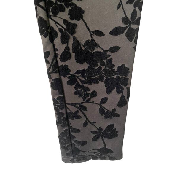 Vintage Liz Claiborne Floral Velvet Burnout Straight Leg Pant Small Black Y2K - Picture 6 of 10